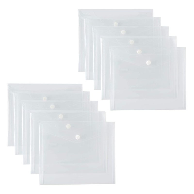 Harty Set da 12 Buste con bottone trasparente custodia porta docume...