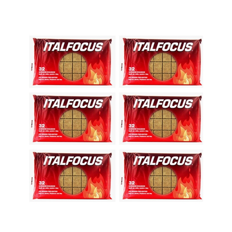 192x cubi  Accendifuoco Ecologico Italfocus 6 CONFEZIONI DA 32 CUBI stufa camino