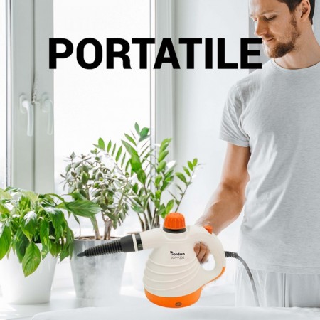 JORDAN Pulitore a vapore elettrico PORTATILE MULTIUSO 1050 WATT 400ml 105°C casa