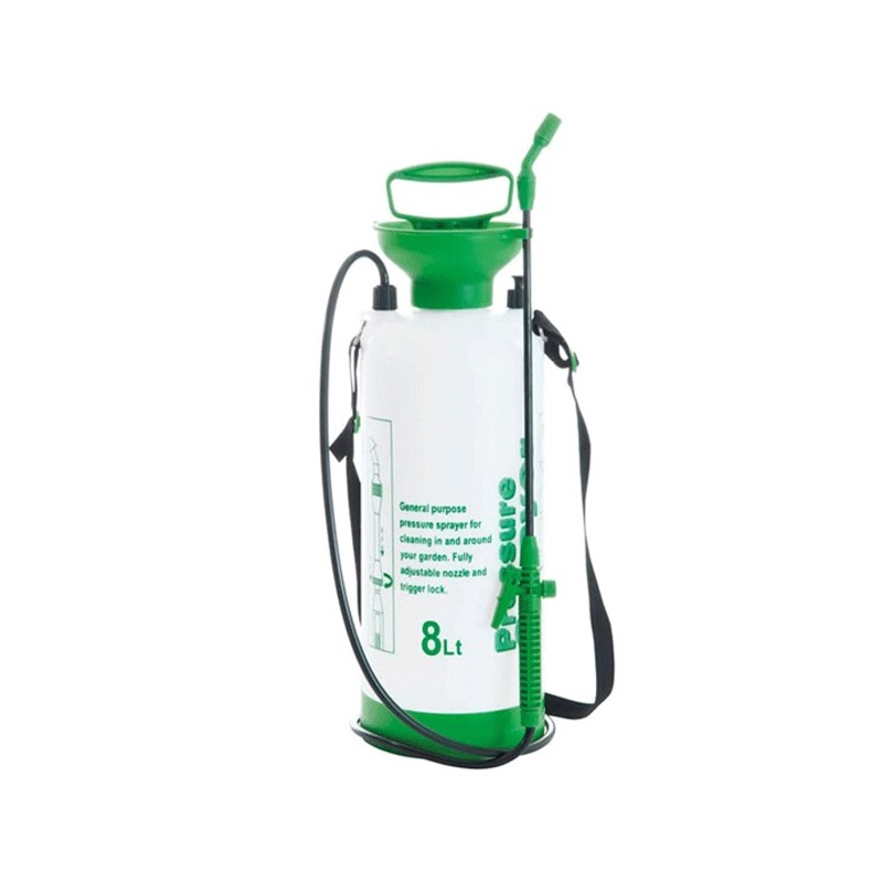 POMPA A PRESSIONE A SPALLA 8 LITRI IRRORAZIONE VAPORIZZATORE LANCIA  IRRIGATORE