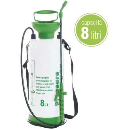 POMPA A PRESSIONE A SPALLA 8 LITRI IRRORAZIONE VAPORIZZATORE LANCIA  IRRIGATORE