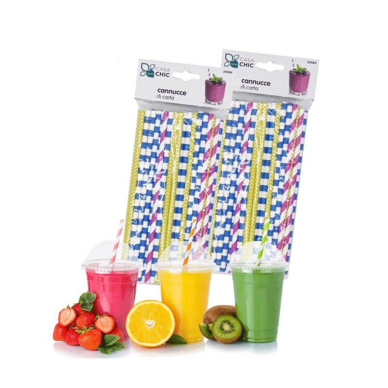 150x Cannucce di carta monouso 22cm x 6mm festa party compleanni cocktail bibite