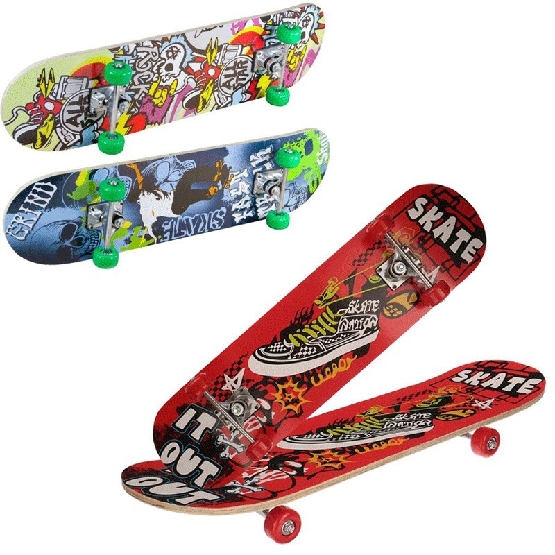 Hongu Skateboard rotelle bambini 45x13cm fantasia colorato skate le...