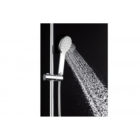 Kit doccia moderno soffione rotondo 20 cm con doccetta asta bagno portasapone