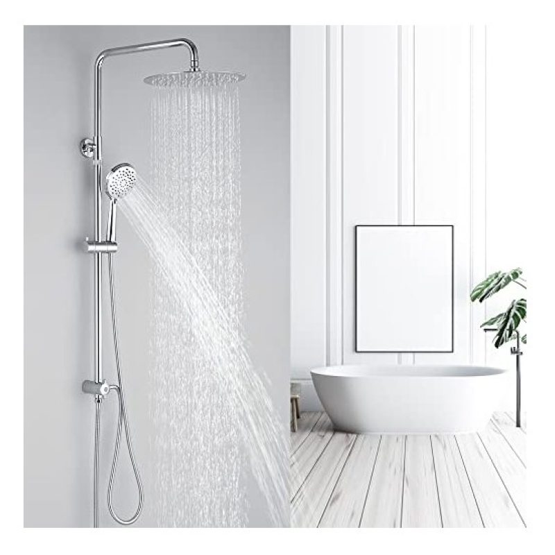 DRIWEI Kit doccia moderno soffione rotondo 20 cm con doccetta asta ...