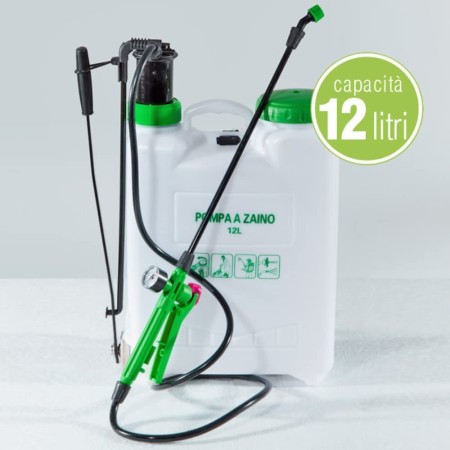 POMPA A PRESSIONE ZAINO 12 LITRI IRRORAZIONE DISERBANTE NEBULIZZATORE GIARDINI