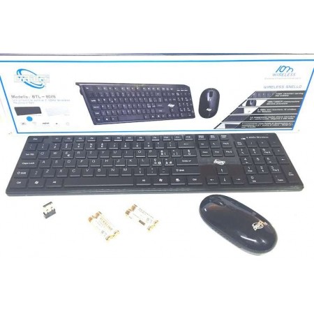 Kit Mouse e Tastiera wireless 2.4GHZ USB marchiato DRIWEI con microricevitore Plug&Play - Batterie e copri tastiera inclusi