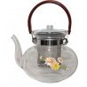 Originale teiera cinese vetro filtro alluminio con decorazione manico plastica