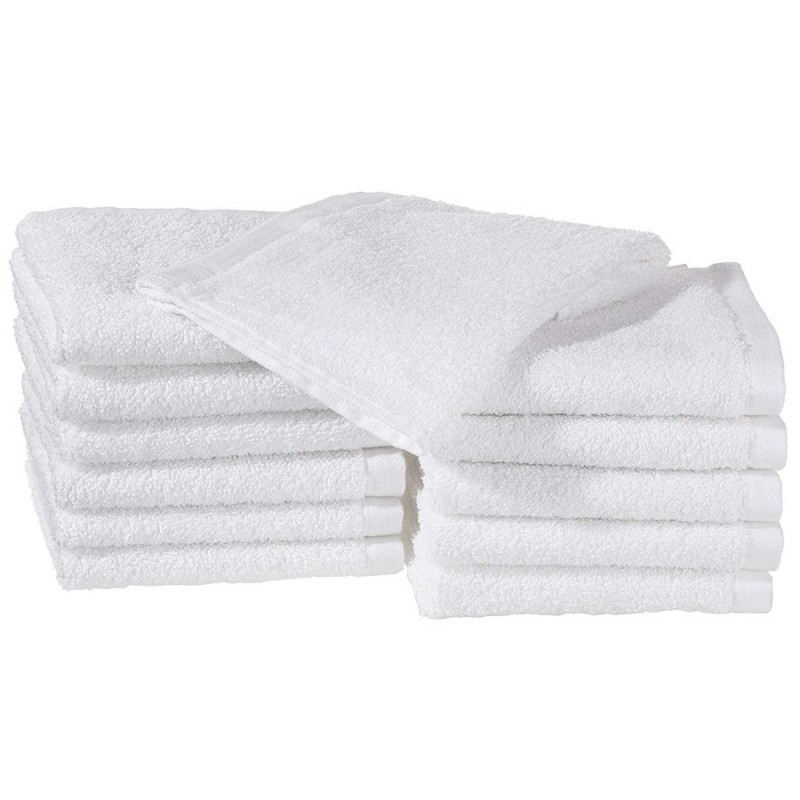 Set 12 pezzi  Asciugamano da bagno bianco OSPITE 100% cotone 29x29 cm piccoli