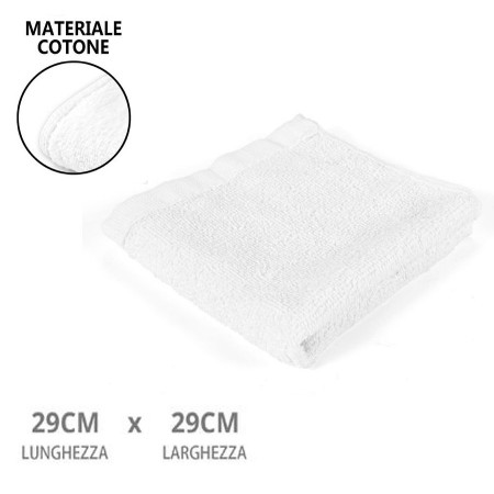 Set 12 pezzi  Asciugamano da bagno bianco OSPITE 100% cotone 29x29 cm piccoli