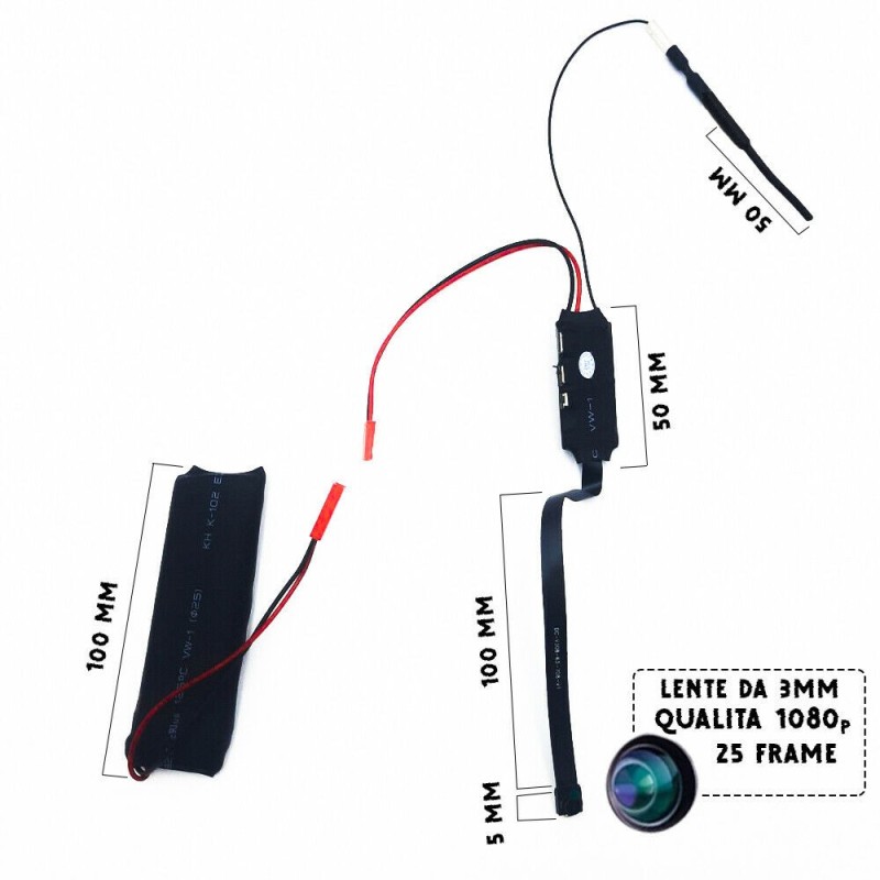 BYD Mini Telecamera Spia HD 1200TVL Con Audio – Micro CCTV Nascosta Per Sicurezza Casa E Ufficio (PAL)