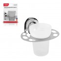 BICCHIERE CON SUPPORTO PARETE BAGNO MURO ACCIAIO PORTA SPAZZOLINI DENTIFRICIO