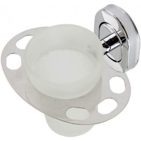 BICCHIERE CON SUPPORTO PARETE BAGNO MURO ACCIAIO PORTA SPAZZOLINI DENTIFRICIO