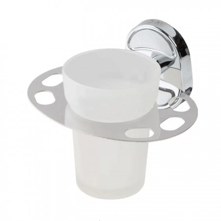 BICCHIERE CON SUPPORTO PARETE BAGNO MURO ACCIAIO PORTA SPAZZOLINI DENTIFRICIO