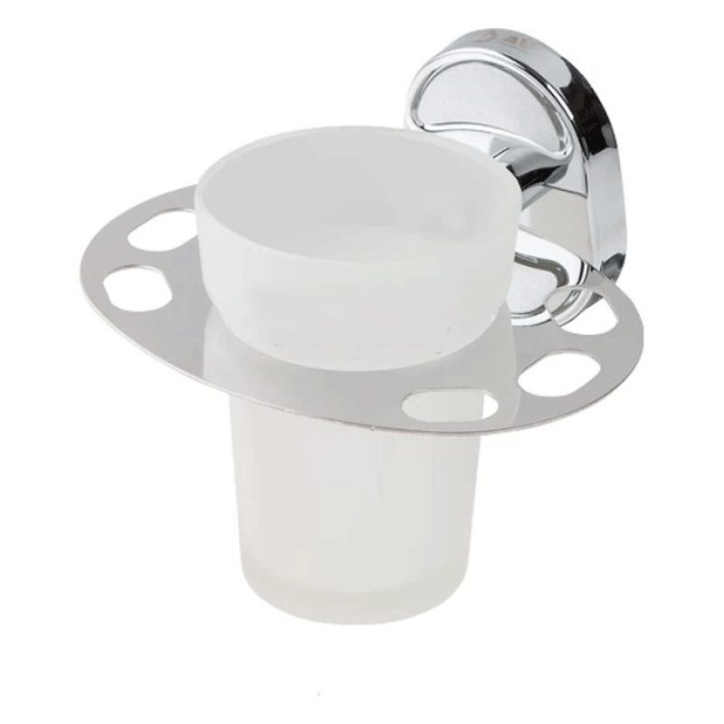 WeHome BICCHIERE CON SUPPORTO PARETE BAGNO MURO ACCIAIO PORTA SPAZZ...