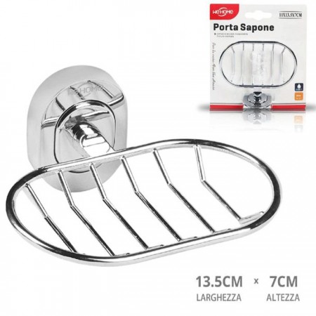PORTA SAPONE MURO SOSPESO SAPONETTA OGGETTI ACCIAIO BAGNO ARREDO MODERNO CASA
