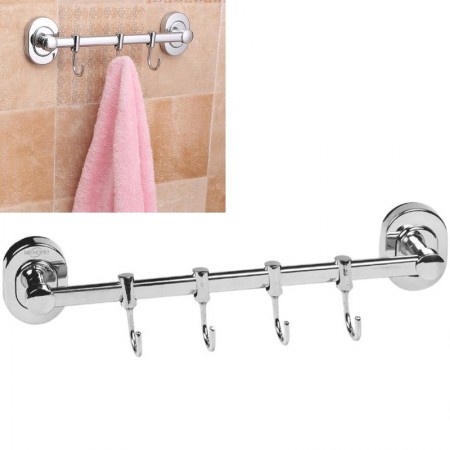 Porta Utensili da Cucina in Acciaio Inox Barra Porta Mestoli con 4 ganci appendi