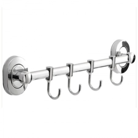 Porta Utensili da Cucina in Acciaio Inox Barra Porta Mestoli con 4 ganci appendi