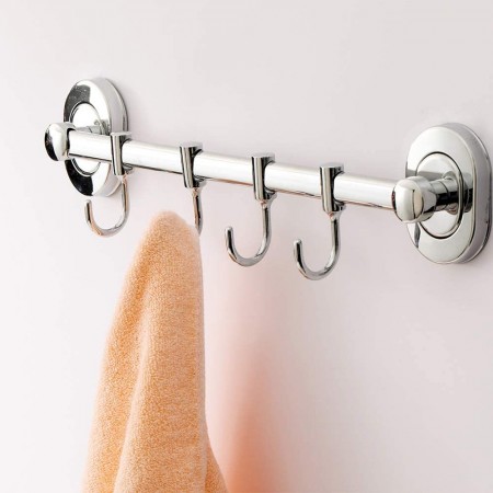 Porta Utensili da Cucina in Acciaio Inox Barra Porta Mestoli con 4 ganci appendi