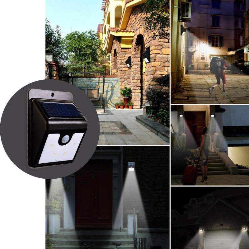 2x Lampada solare esterno interno giardino faretto fotovoltaico sensore LED faro