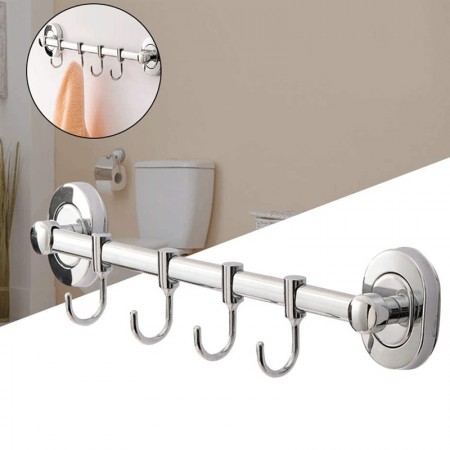 Porta Utensili da Cucina in Acciaio Inox Barra Porta Mestoli con 5 ganci appendi