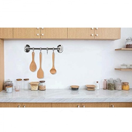 Porta Utensili da Cucina in Acciaio Inox Barra Porta Mestoli con 5 ganci appendi