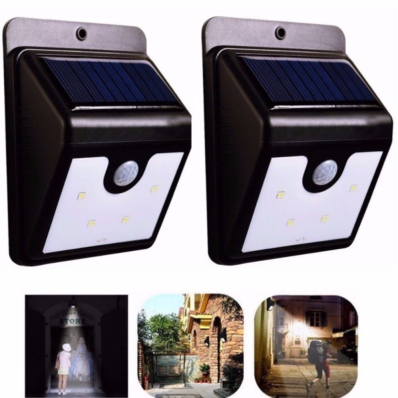 2x Lampada solare esterno interno giardino faretto fotovoltaico sensore LED faro
