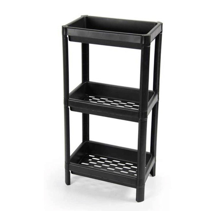 Scaffale multiuso in plastica nero 35x22x70cm 3 ripiani interno esterno garage