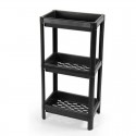Scaffale multiuso in plastica nero 35x22x70cm 3 ripiani interno esterno garage