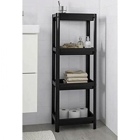 Scaffale multiuso in plastica nero 35x22x70cm 3 ripiani interno esterno garage