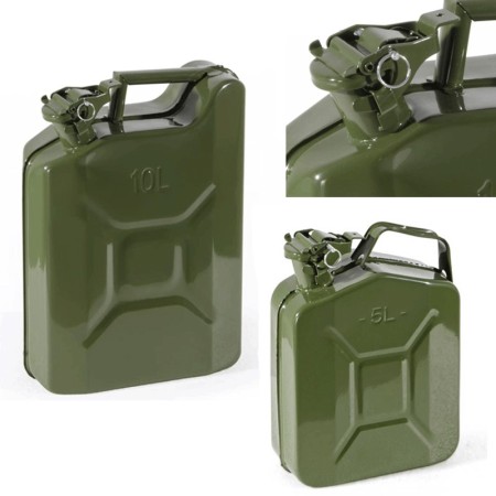 TANICA BENZINA OMOLOGATA IN METALLO TANICHE TRASPORTO CARBURANTE da 5 e 10 LITRI