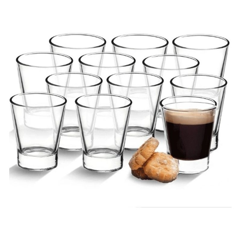 12 pz BICCHIERI TAZZINE PER CAFFÈ ESPRESSO IN VETRO TRASPARENTE 75m...