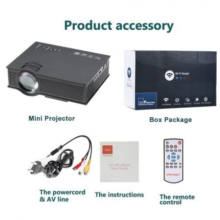 Proiettore video WI FI LED 1080P HD HDMI USB casa ufficio film cinema multimedia