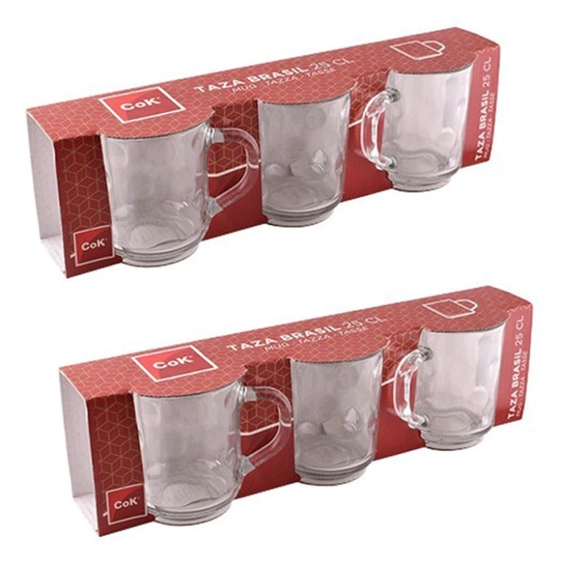 Hongu SET 6 Tazze da colazione per caffè cappuccino tè latte vetro ...