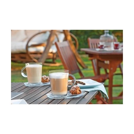 SET 6 Tazze da colazione per caffè cappuccino tè latte vetro trasparente 250 ml