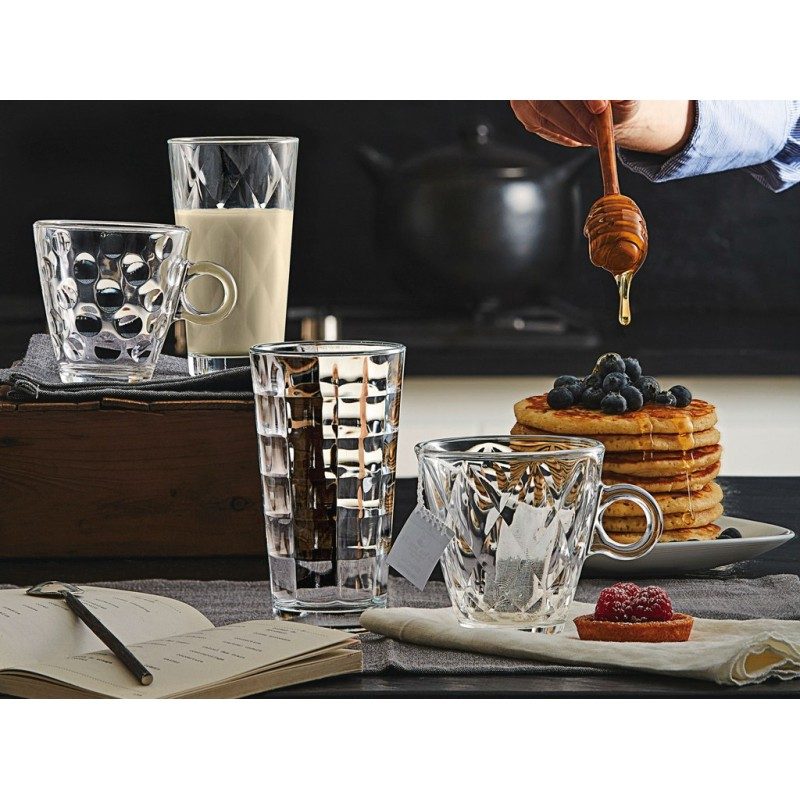 Hongu SET 6 Tazze da colazione per caffè cappuccino tè latte vetro ...