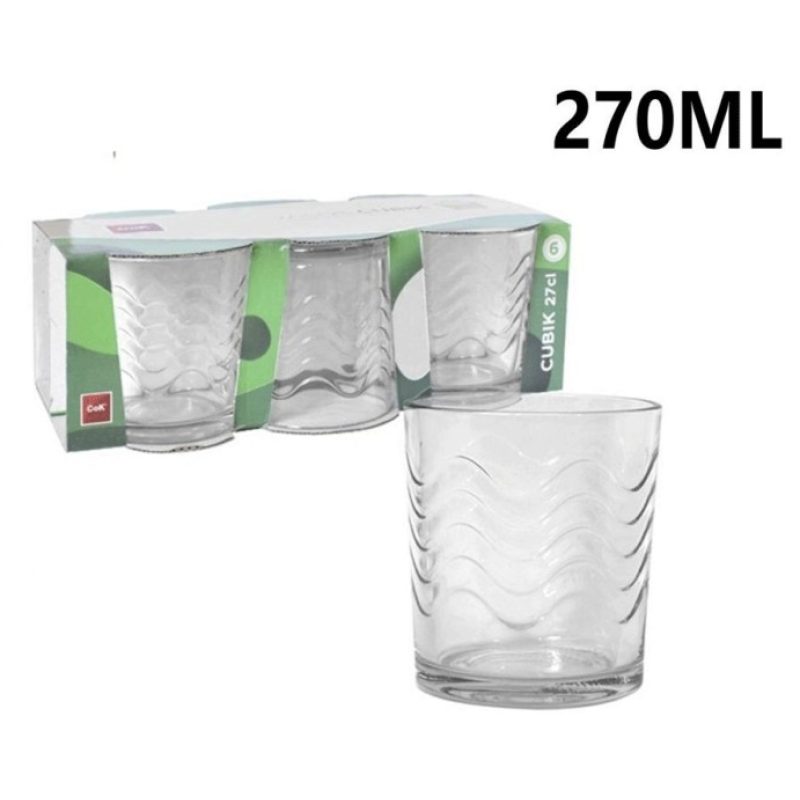 Hongu SET 6 BICCHIERI IN VETRO DA ACQUA VINO COCKTAIL 27 CL CASA RI...