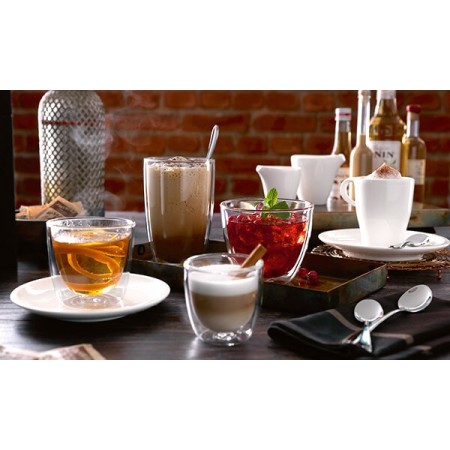 SET 3 Tazze da colazione per caffè cappuccino tè latte vetro trasparente 25cl