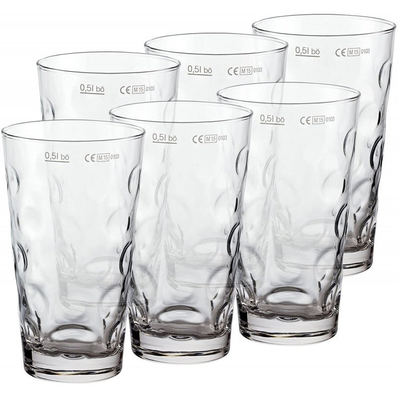 Hongu Set di 6 Bicchieri Acqua 200ml in Vetro Trasparente Bar Casa ...