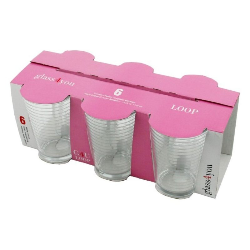Hongu Set di 6 Bicchieri Acqua 215ml in Vetro Trasparente Bar Casa ...