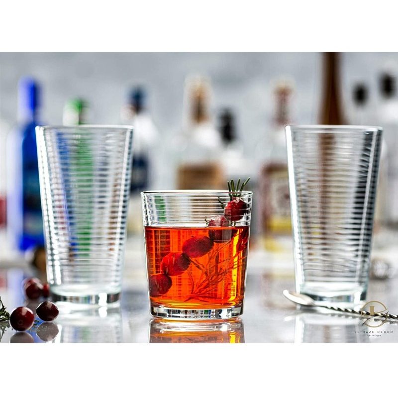Hongu Set di 6 Bicchieri Acqua 215ml in Vetro Trasparente Bar Casa ...