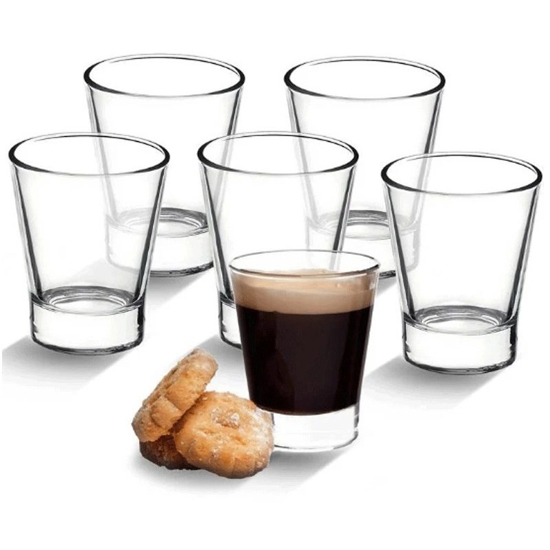 6 pz BICCHIERI TAZZINE PER CAFFÈ ESPRESSO IN VETRO TRASPARENTE 75ml...