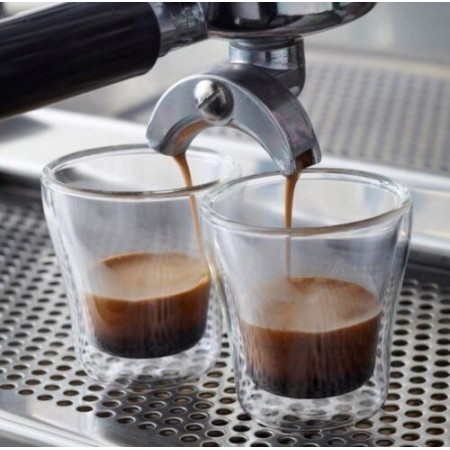6 pz BICCHIERI TAZZINE PER CAFFÈ ESPRESSO IN VETRO TRASPARENTE 75ml Ginseng