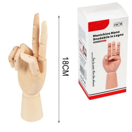 MANICHINO MANO DX SNODABILE IN LEGNO CM 18 X DISEGNO ALLESTIMENTO VETRINE ESPOS