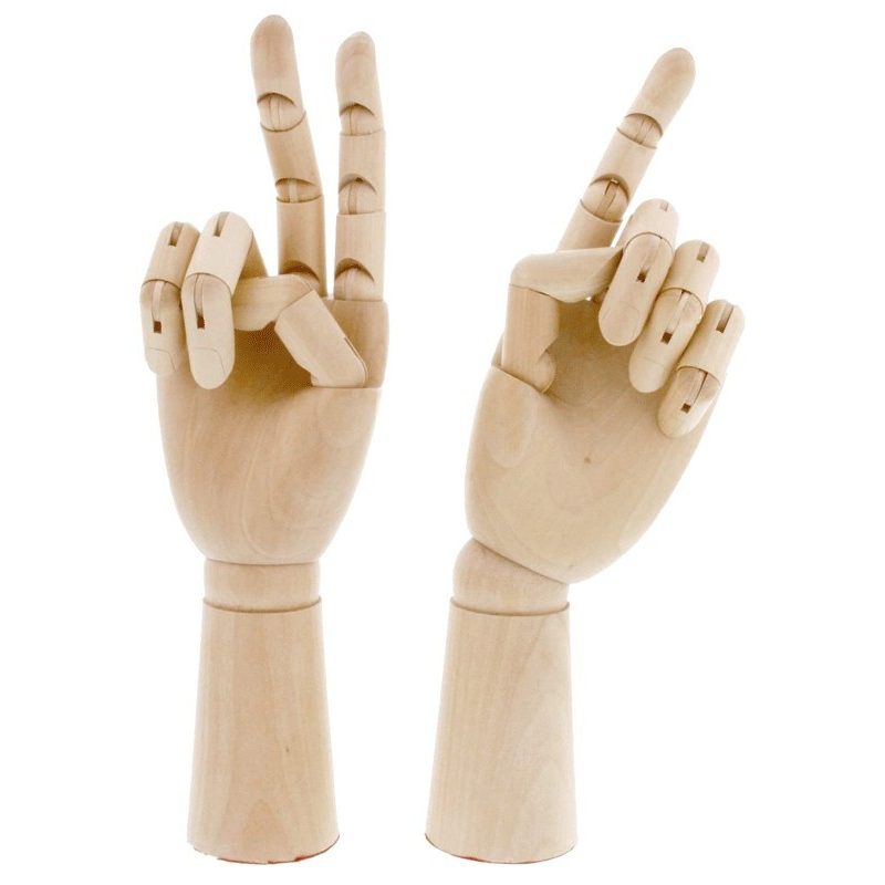 Hongu MANICHINO MANO DX SNODABILE IN LEGNO CM 18 X DISEGNO ALLESTIM...