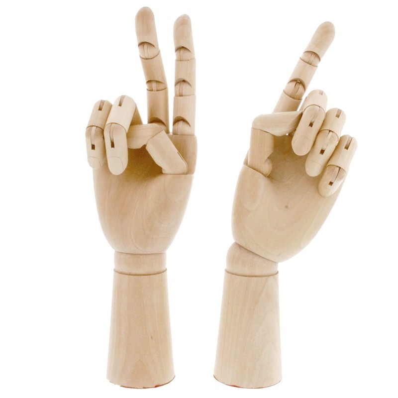 Hongu MANICHINO MANO SX SNODABILE IN LEGNO CM 25 X DISEGNO ALLESTIM...