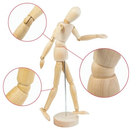 MANICHINO IN LEGNO 20cm SNODABILE MANNEQUIN ARTICULATED PER ARTE DISEGNO PITTURA