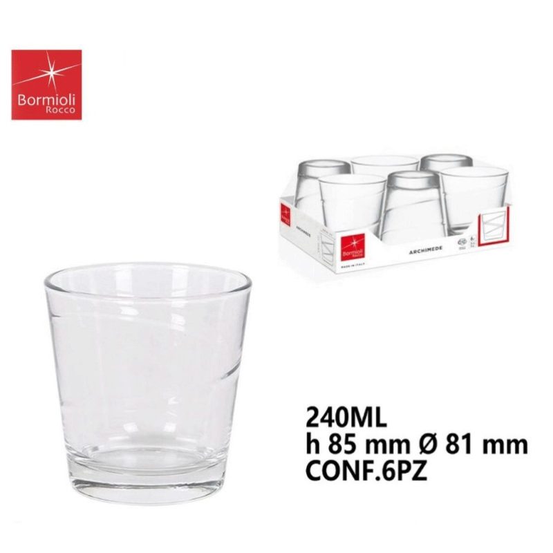 Bormioli Rocco SET 6 BICCHIERI ACQUA IN VETRO ROCCO BORMIOLI ARCHIM...