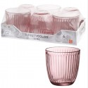 BORMIOLI LINE 6 PEZZI BICCHIERI PER ACQUA IN VETRO ROSA 290 ML SET BAR COCKTAIL