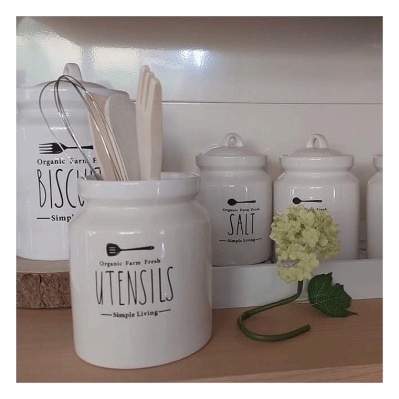 Gicos Contenitore porta mestoli 15 cm utensili Cucina ceramica bian...